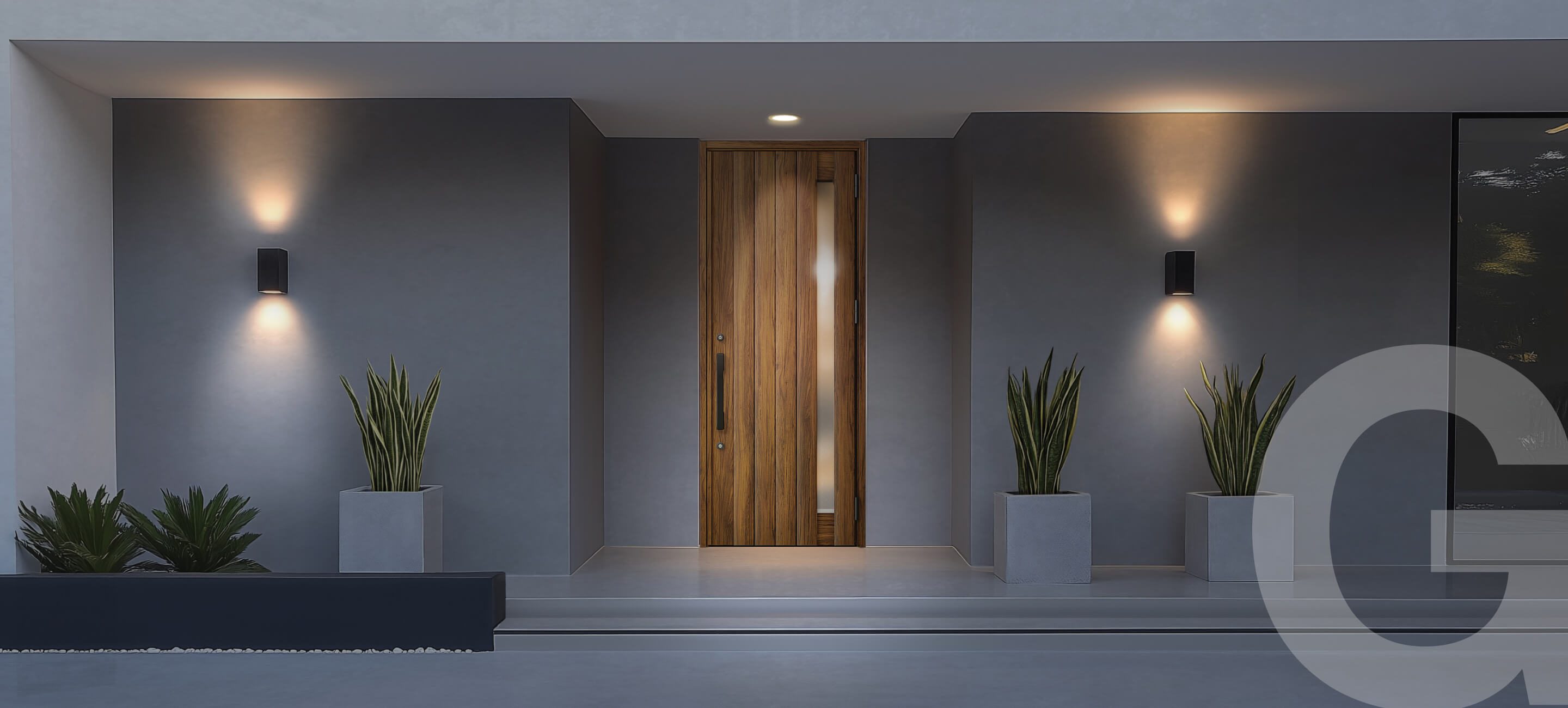 Glass entrance door with natural light